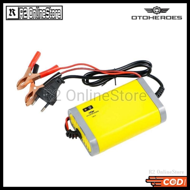 OTOHEROES Charger Aki Mobil Motor Lead Acid 12V 2A - UD11 & UD12 Portable Murah Original - Alat Meng