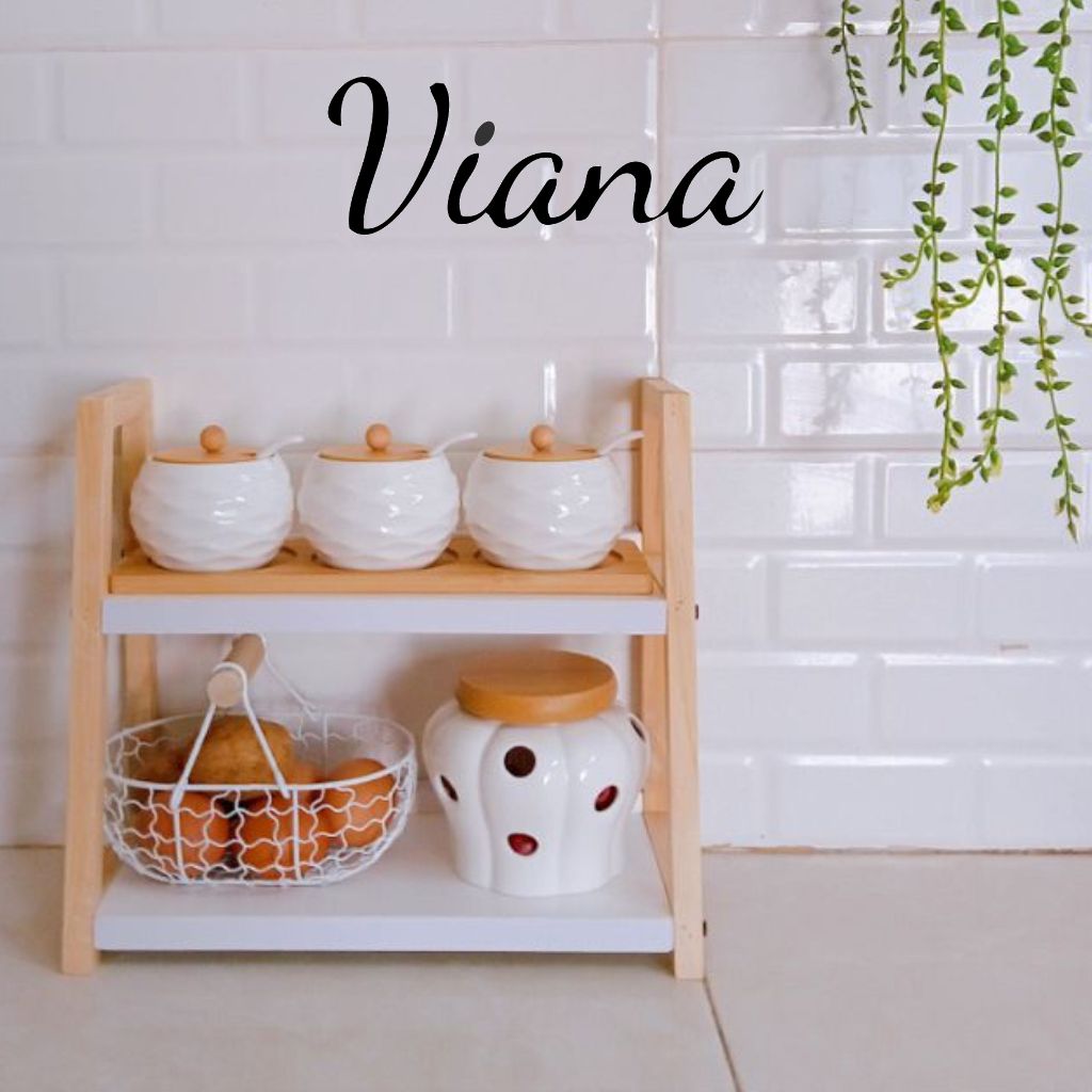 Rak Kayu Susun 2 Tingkat Aestetik Mudah dibersihkan