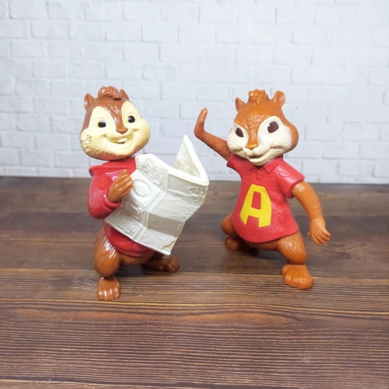 Set 2pcs Alvin and the Chipmunks Figure ori Fox Title dan Mcd Happy Meal