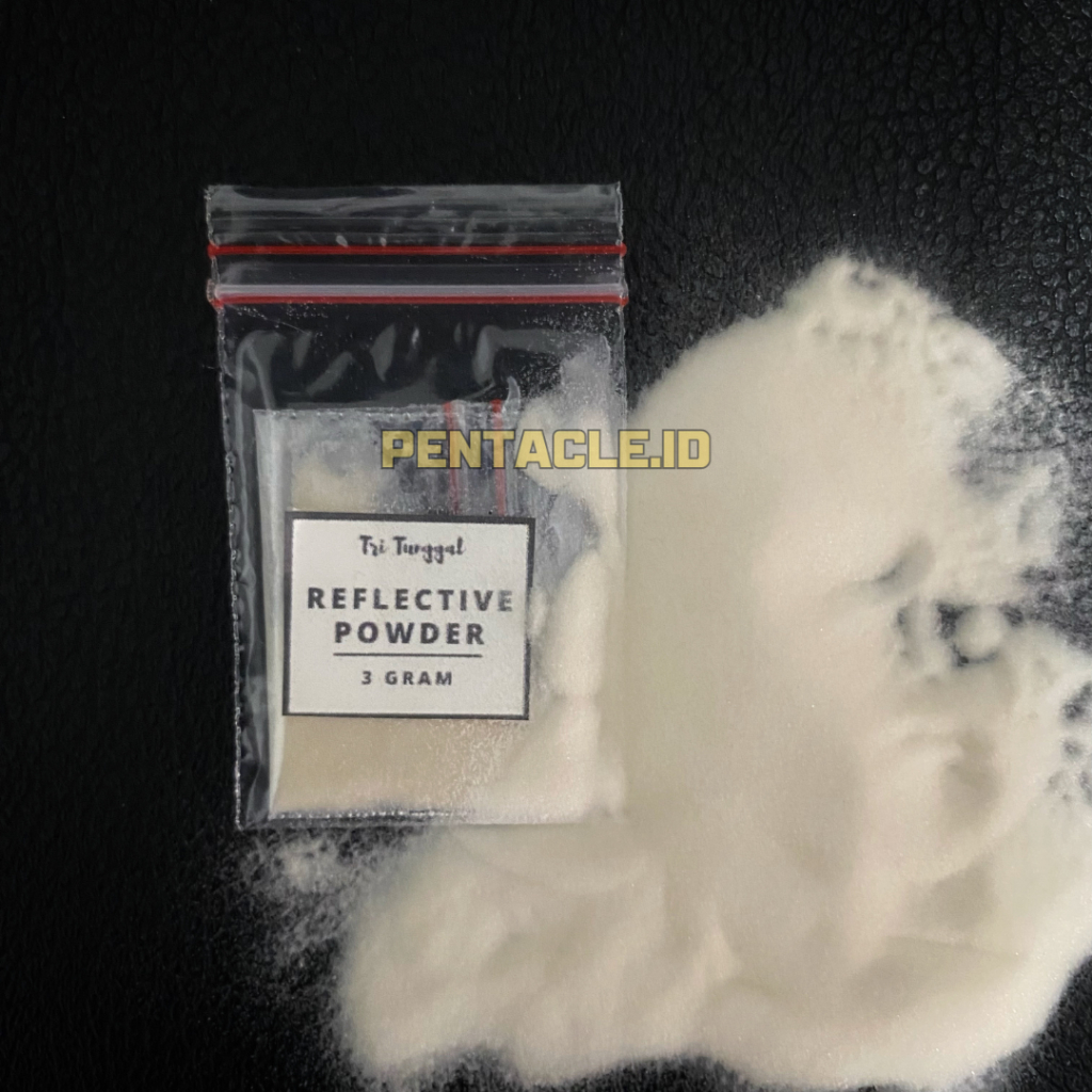 

3gr Serbuk Reflective Putih Serbuk Pantulan Cahaya Bubuk Reflektif Reflective Powder White Resin Clear Sablon Plastisol Tinta Sablon Glow Screen Mesh Kualitas Bagus Prakarya Seni Art Toko Murah Termurah Best Quality Pentacle Malang