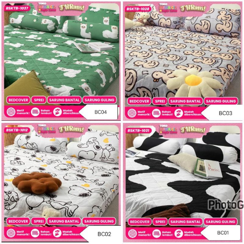 SET BED COVER SPREI SARUNG BANTAL SARUNG GULING LENGKAP