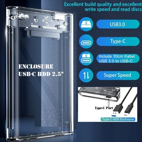 Enclosure Casing HDD SSD External USB Type-C SSD HDD 2.5" SATA to USB C