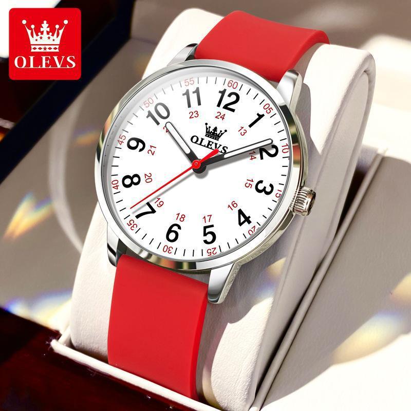 OLEVS Jam Tangan Wanita Kekinian Elegan Diameter Besar Tali Karet Silikon Anti Air Model  2025