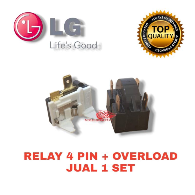 Set Relay 4 pin + PTC Overload kulkas LG 1/2 Pintu