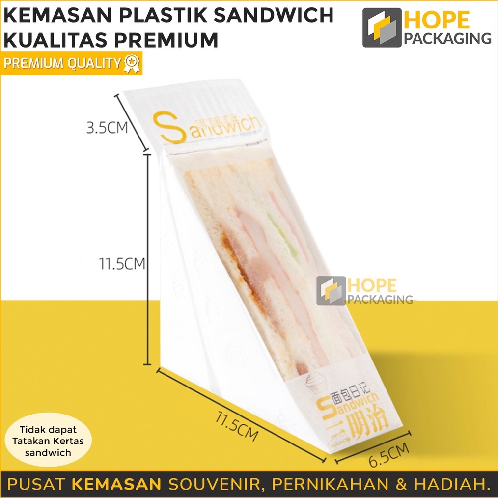 

BERKUALITAS Harga 5 pcs Kemasan Plastik Sandwich Segitiga Kualitas Premium Packaging Sandwich Food Tanpa Kertas