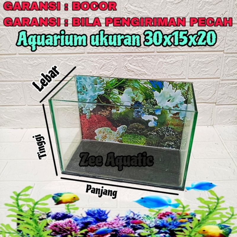 Aquarium ukuran 30x15x20 akuarium kaca soliter kaca tebal 5 ml kaca baru