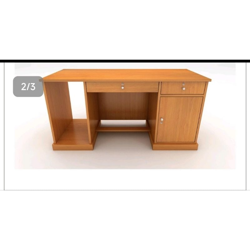 Meja Kantor / meja komputer Jati uk. 150 Biro *Bonus kaca*