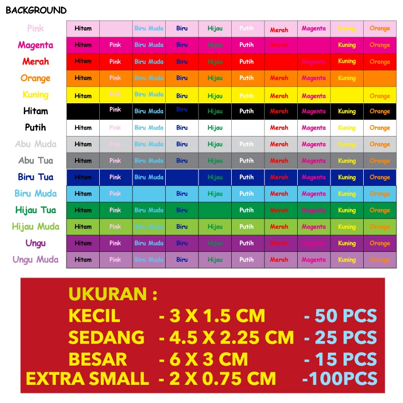 

sticker label nama polos bentuk persegi