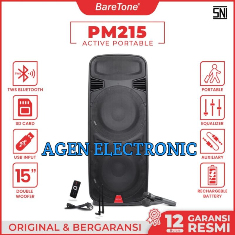 Speaker Portable Baretone Pm215 Original Double Speaker 15inch