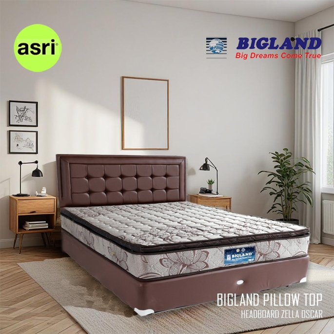 BIGLAND - Springbed Bigland Pillow Top + Headboard Zella + Divan Oscar