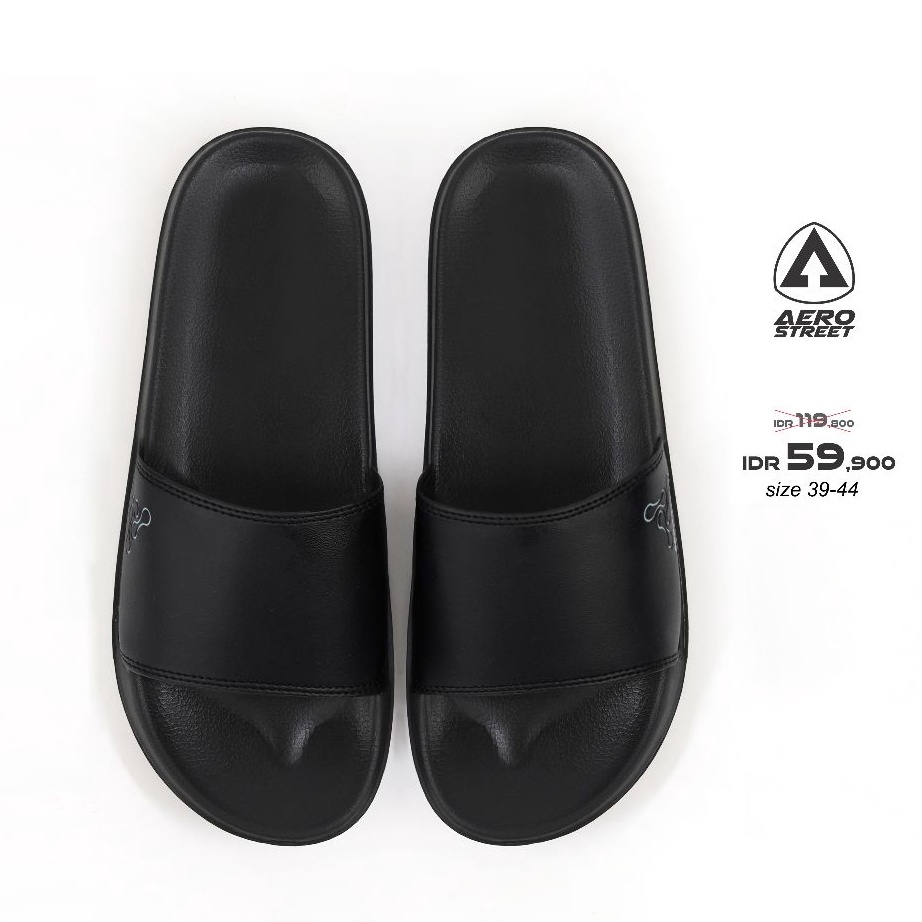 Promo  Aerostreet 3944 Jakco Hitam Hitam  Sandal Selop Pria Wanita BAAAA