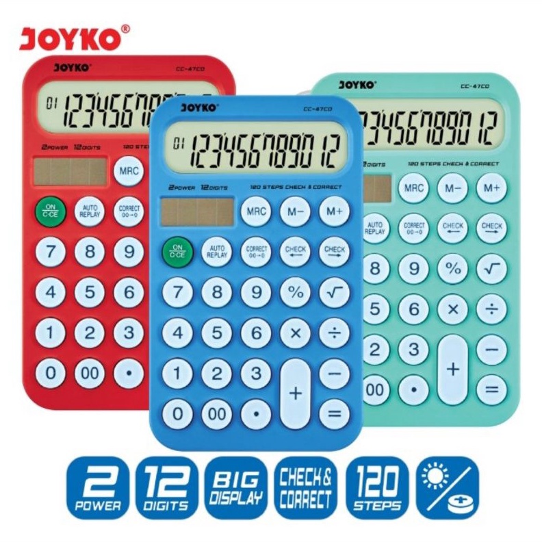 

PAKET MEWAH JOYKO CC47CO Check Correct Calculator Kalkulator Bisa Cek Ulang CC47 CO