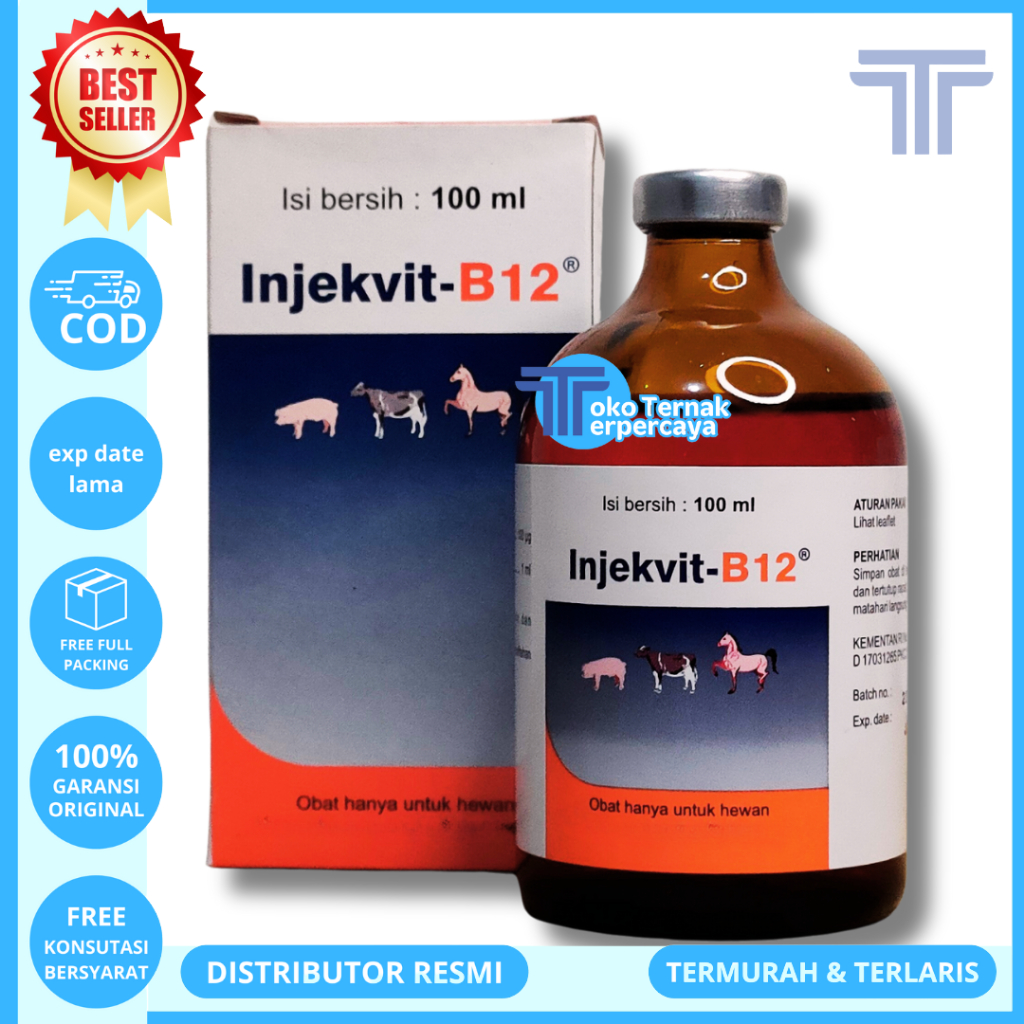 INJEKVIT B12 Vitamin b12 100ml Medion - Vitamin B12 untuk hewan ternak sapi kambing kuda domba kerba
