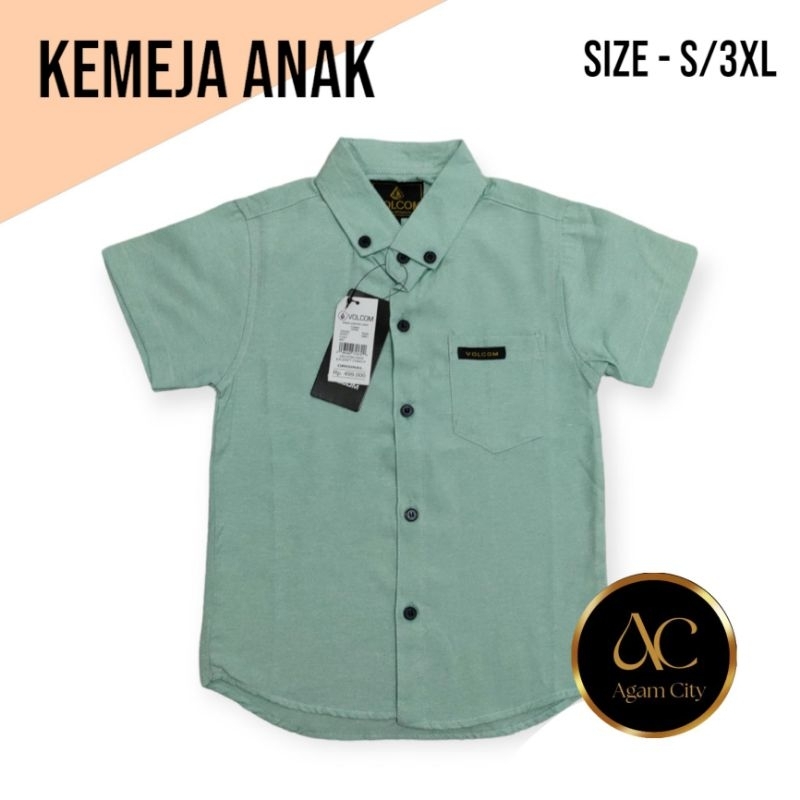 Kemeja Anak Laki Laki Usia 1 Tahun sampai 13 Tahun Warna Hijau Mint