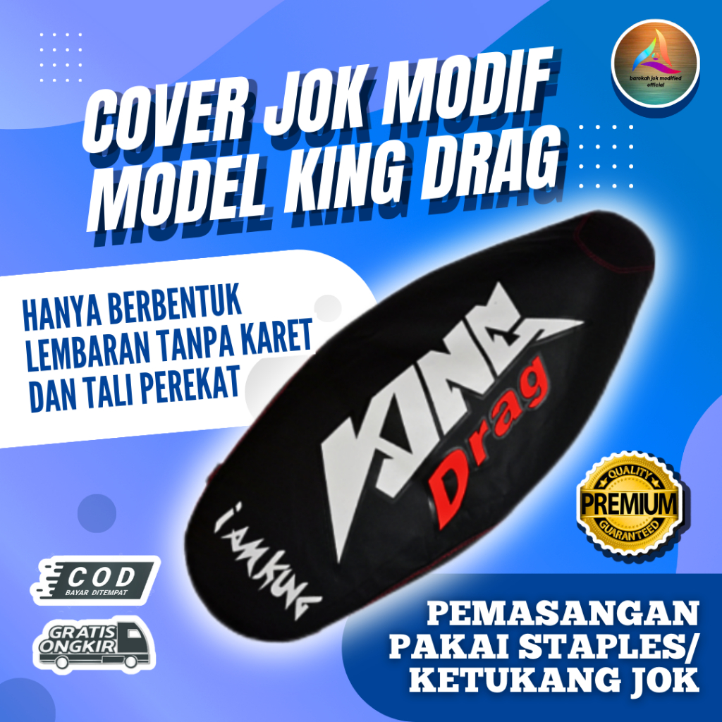 COVER  jok sepeda motor  Premium model KING DRAG pemasangan pakai staples/ Ketukang jok