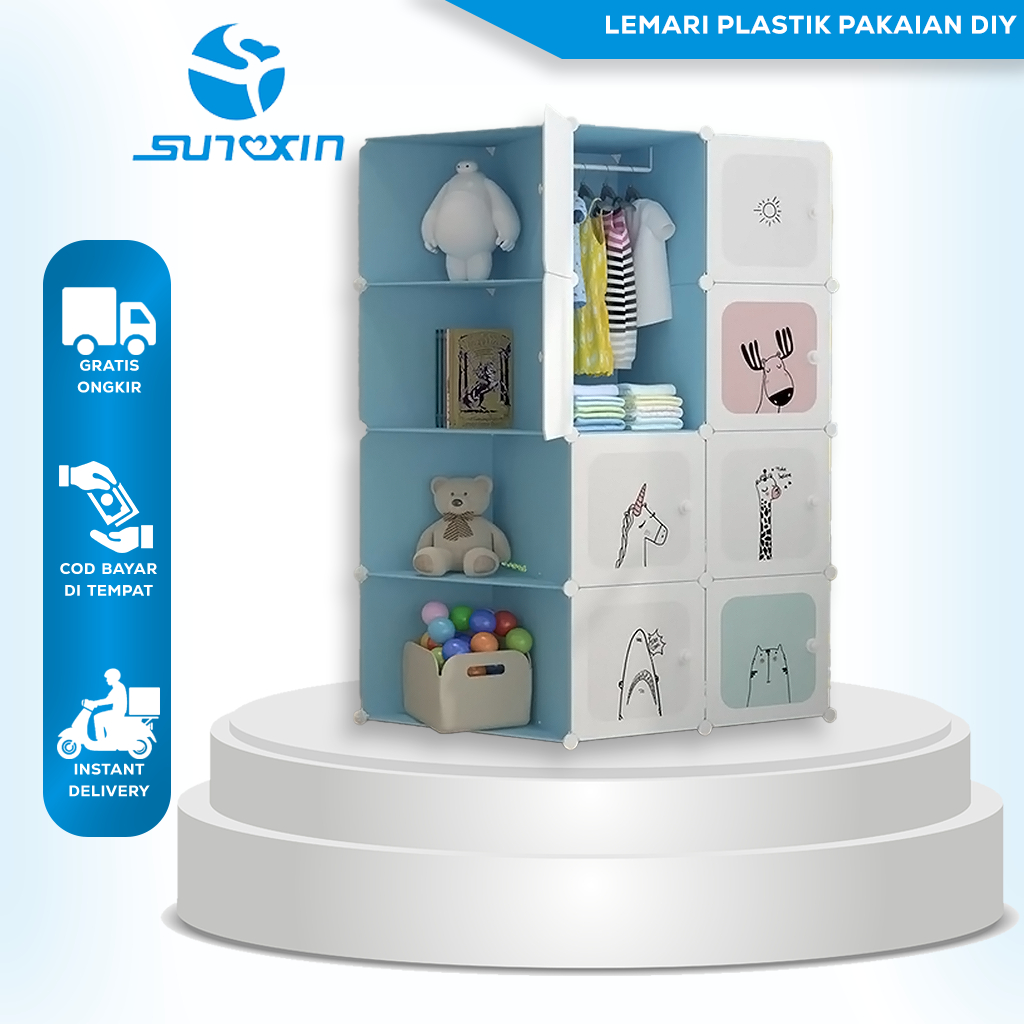 Sunxin - Lemari Plastik Pakaian Diy / Wardrobe / Rak Baju Animal Character