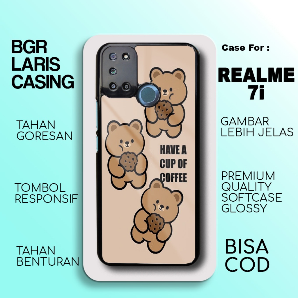 Case Realme 7i Terbaru - Realme 7i - Motif Beruang cute - Hardcase Premium Glossy - Softcase Hp Real