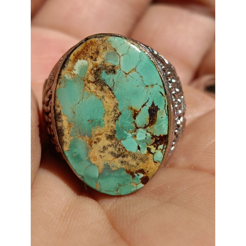 Batu Pirus Persia Motif Naga Emas Top Hq Natural Collector Item