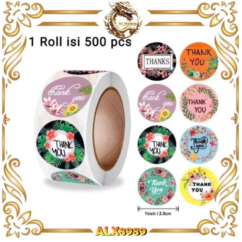 

500pcs / Roll Stiker Label Amplop Tulisan Thank You Untuk Dekorasi Amplop / Hadiah Natal Diy sticker thank you TQ