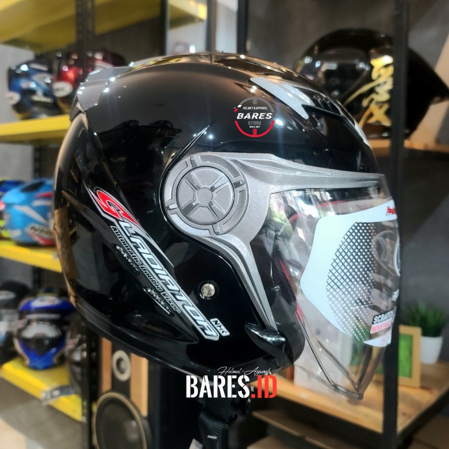 Helm NHK Gladiator Black Glossy Double Visor