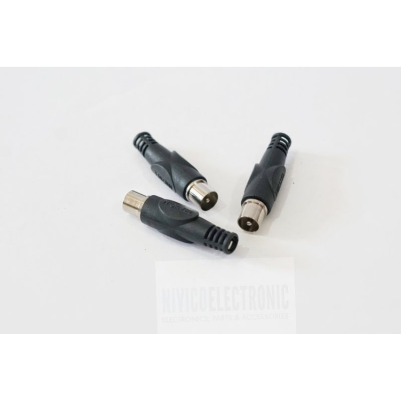 Jack TV/Jack Antena Male Hitam Plastik Sparepart