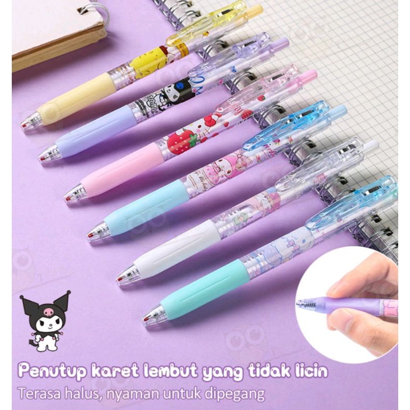 

6PCS PULPEN GEL SANRIO MEKANIK ISI 6PCS MOTIF SANRIO DOLLS KAWAII MELODY KURUMI CINAMOROL LUCU UNIK ALAT TULIS KADO HADIAH