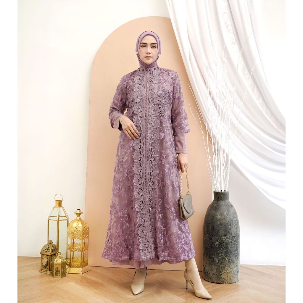 Model Baju Gamis Renda Brokat Cantik Terbaru - 904