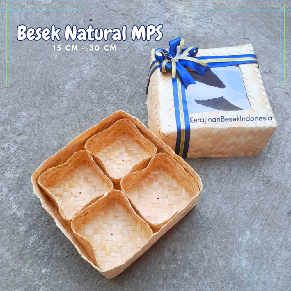 GROSIR SEPASANG BESEK 20 cm MPS SEKAT NATURAL MIKA BONUS PITA SPESIAL Kotak nasi snack ater hampers 