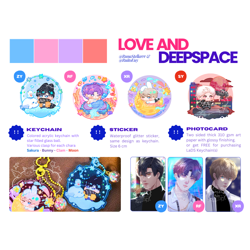 Love and Deepspace Keychain Stiker Photocard - Rafayel Sylus Xavier Zayne