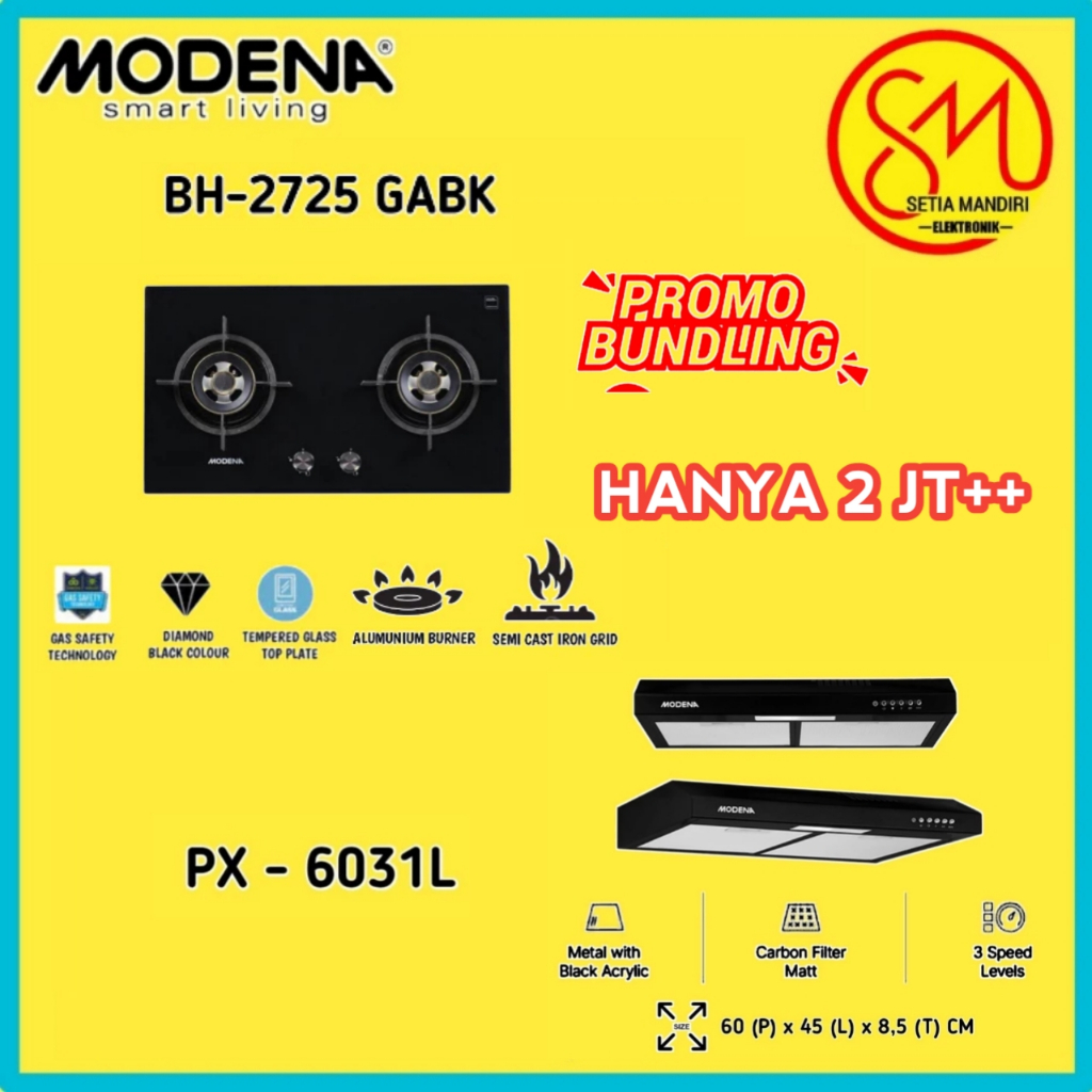 [KARGO] MODENA BH 2725 GABK - Kompor Tanam 2 Tungku with Gas Safety