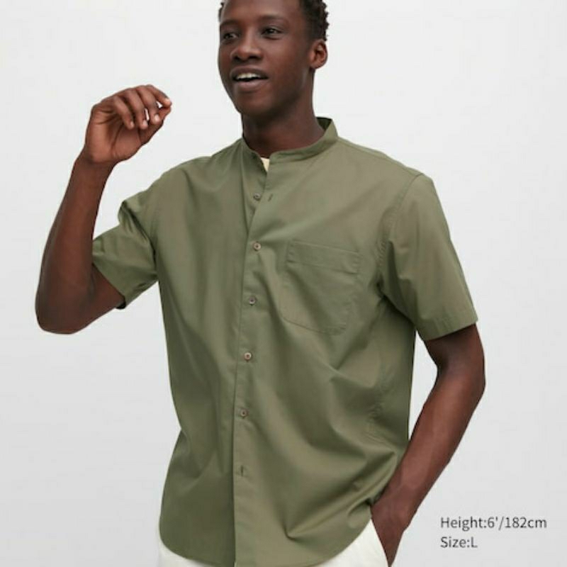 kemeja kerah tegak Uniqlo cotton stand collar shirt new cowok original kemeja shanghai