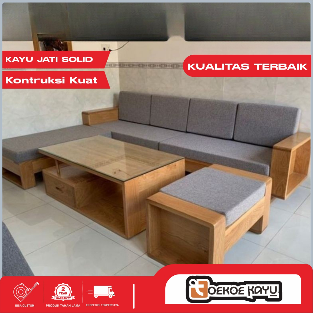 Kursi Tamu sofa Minimalis kursi tamu sofa Kayu Jati - Kursi Sofa Sudut - Kursi Sudut Jati