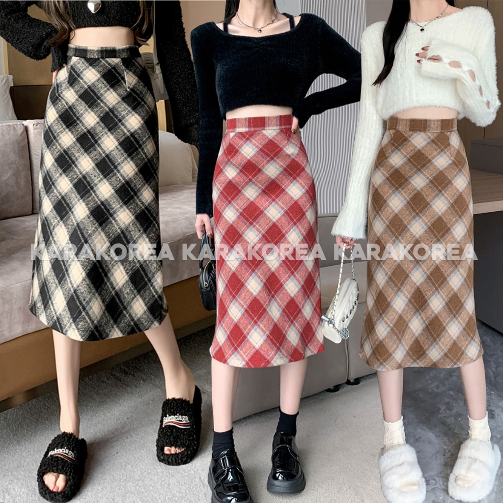 KARAKOREA 506 Xcross Midi Skirt ROK BIG SIZE ROK JUMBO rok midi korean style ROK KOREAN STYLE JUMBO 