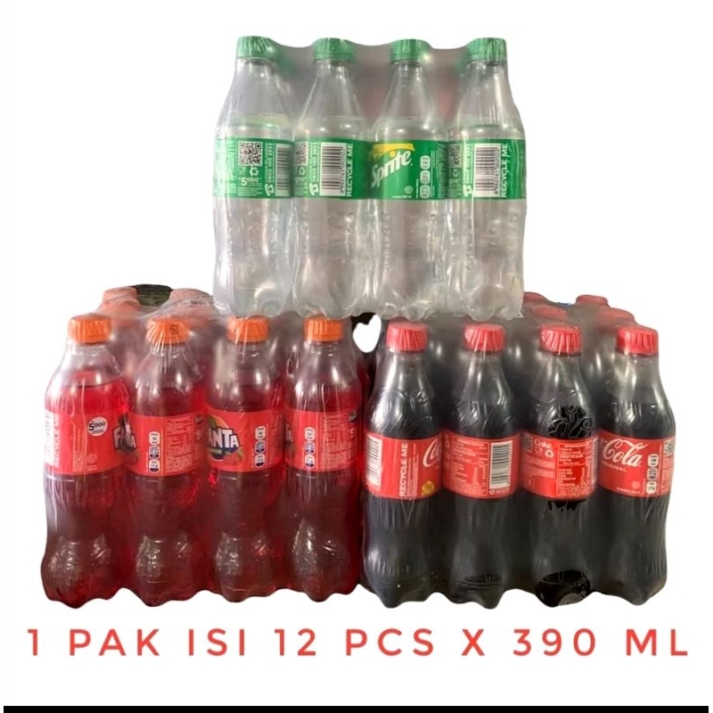 

Sprite / Fanta / Coca Cola 390 ml isi 12 Botol