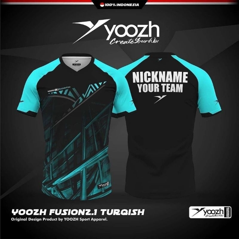 kaos yoozh fushion baju badminton bulutangkis dewasa dan anak anak atasan olahraga custom