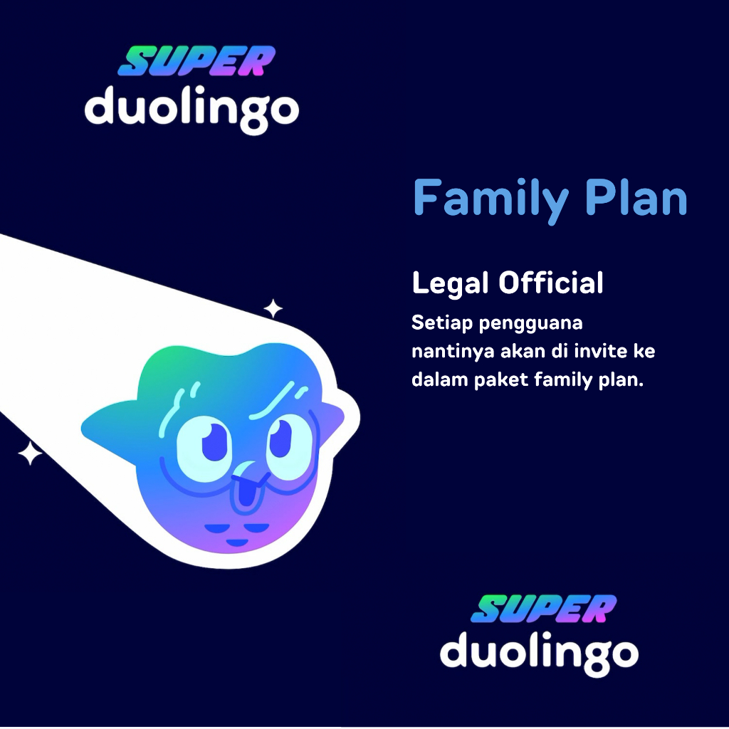 Duolingo Super Premium Family Plan Paket Keluarga | Duolingo Premium