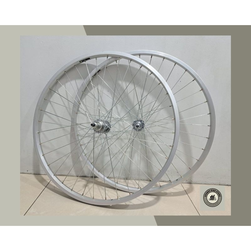 Wheel Set Sepeda Ukuran 26 Silver Velg 26 Siap Pakai Velg 26 Jadi Silver New Wheel set 26 MTB