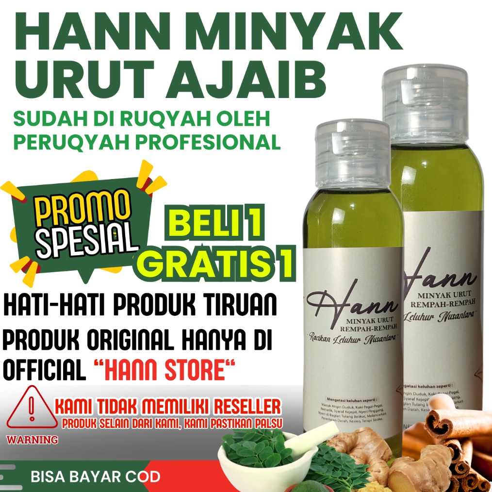 HANN MINYAK AJAIB MINYAK URUT MINYAK BALUR MINYAK PIJAT MINYAK URUT HERBAL  BELI 1 GRATIS 1 r S8B9