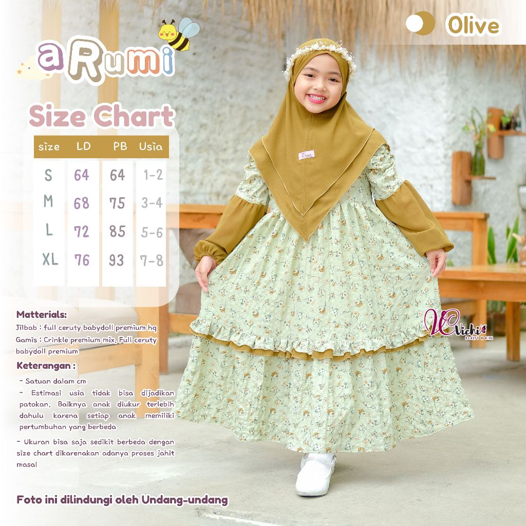 ARUMI VICHI DRESS KIDS SET HIJAB gamis anak set jilbab