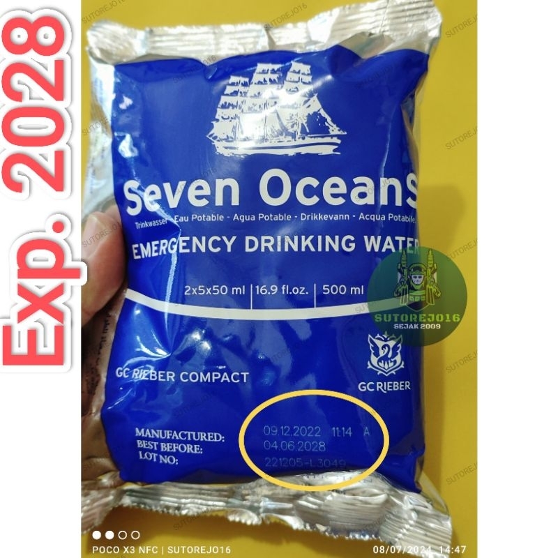 

Emergency drinking water seven oceans air mineral siap minum import norwegia ransum air minum