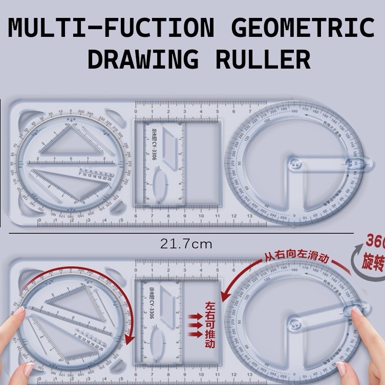 

KODE G6L8 penggaris geometri multifungsi model baru bisa putar 36 derajat