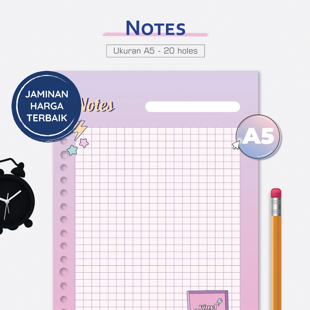 

Bukuqu Loose Leaf A5 - L232 Notes Grid Kertas Binder