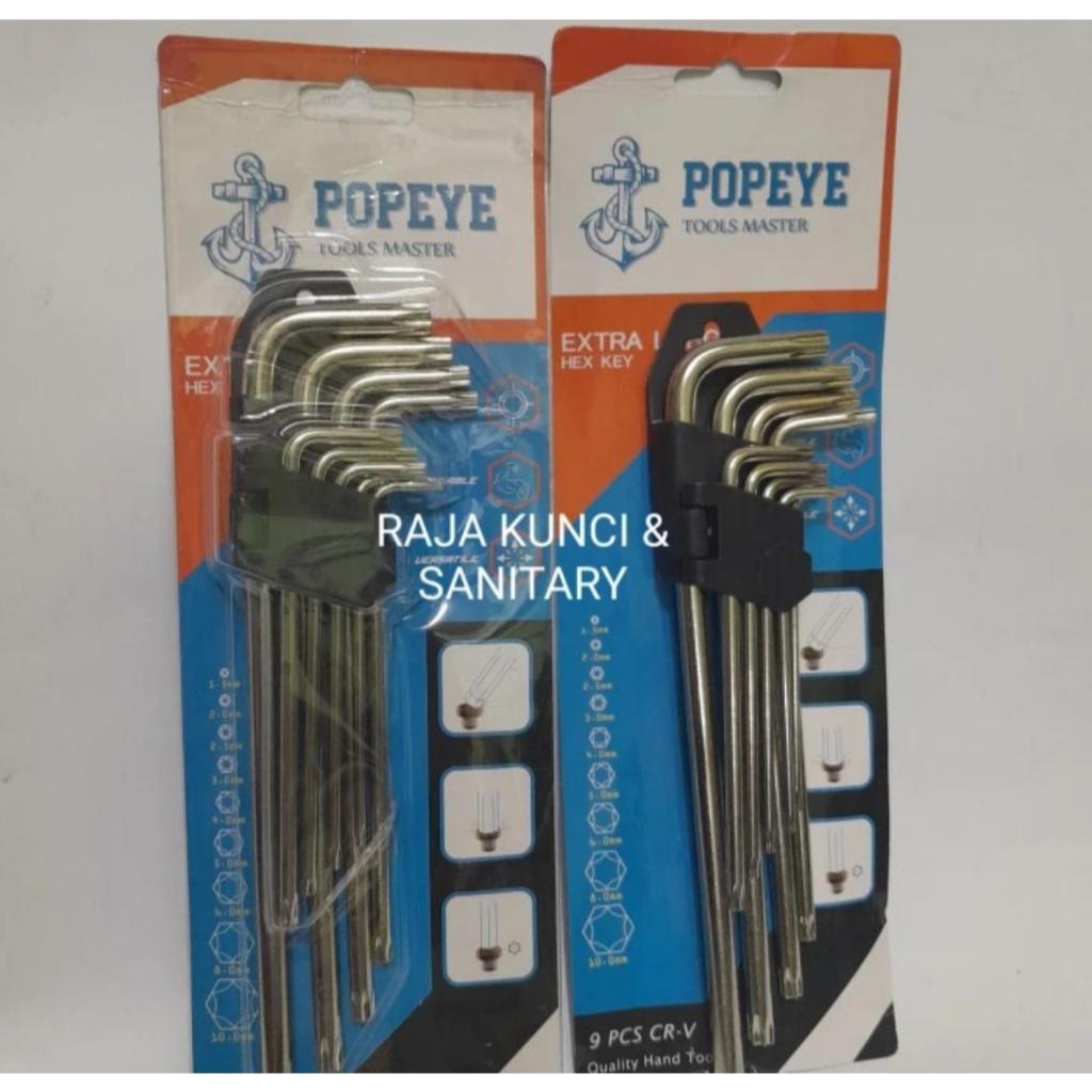 Kunci L Set Bintang Panjang POPEYE / kunci L Kembang Extra Long Key