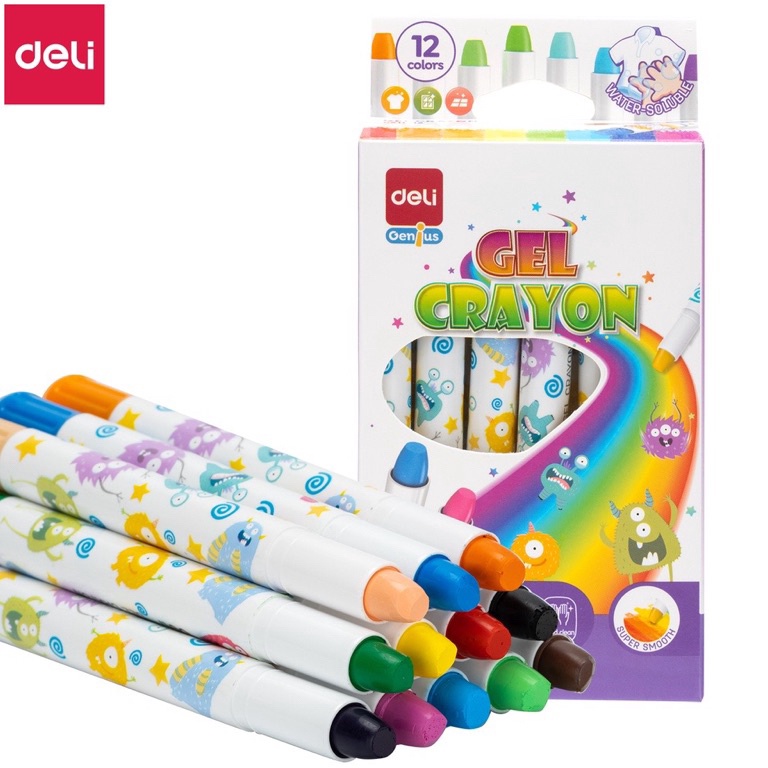 

KODE L7D3 Crayon Gel Tidak Mengotori Tangan DELI C211 isi 12 Warna