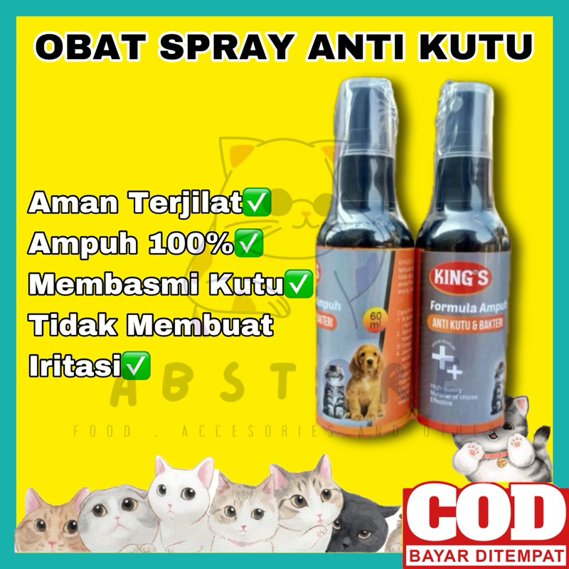 Obat Kutu Kucing Anjing Spray Aman Terjilat 60ml Semprotan Kutu Kucing Kitten Semprotan Kutu Anjing 