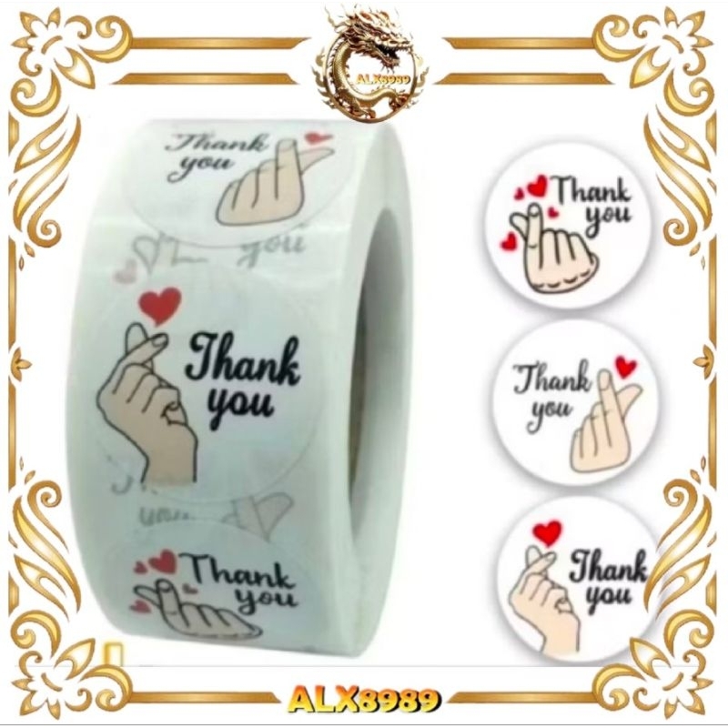 

500pcs / Roll Stiker Label Amplop Tulisan Thank You SARANGHAEYO Untuk Dekorasi Amplop / Hadiah Natal Diy sticker thank you TQ