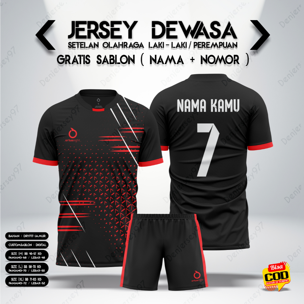 JERSEY DEWASA SABLON NAMA+NOMOR SETELAN BAJU FUTSAL KAOS SEPAK BOLA CUSTOM