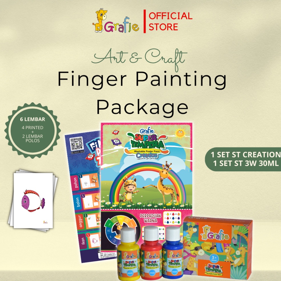

KODE K6U4 GRAFIE Paket Melukis Finger Painting 3 Color 3ml