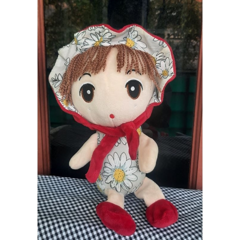 Boneka ala HWD Anak Cewek Perempuan Rambut Kupluk Merah Bunga Marsya Belanda