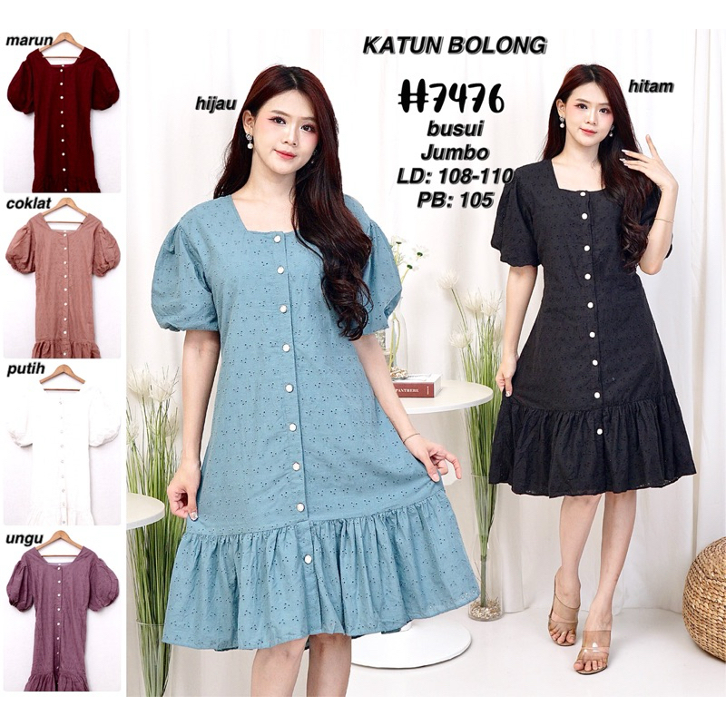 DRESS KATUN BOLONG / DRESS KATUN BANGKOK (7476 JUMBO)
